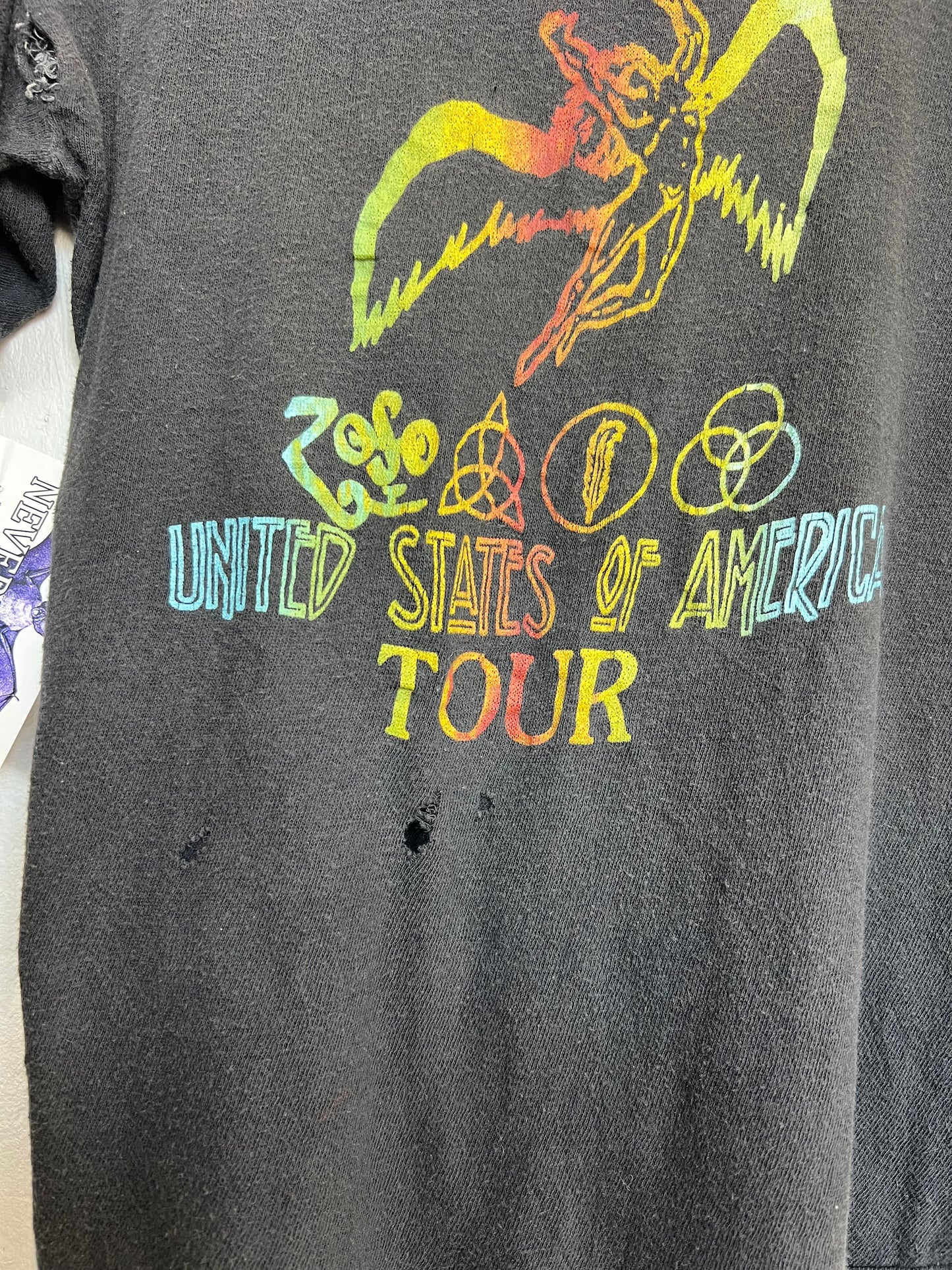 Vintage 1970s Led Zeppelin Tour Thrashed Distressed Tee